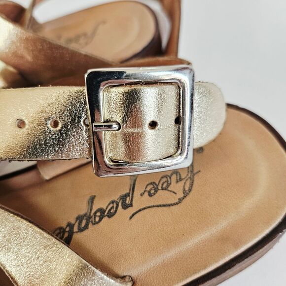 NWOB Free People Collection Romeo Square Toe Leather Wrap Sandal in Platino 36 - Picture 10 of 16